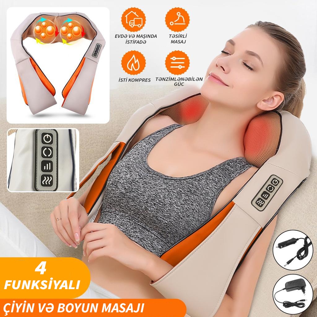 Masaj aparatı 4 Düyməli Təkmilləşdirilmiş Boyun Yoğurucu Şiatsu Masajı